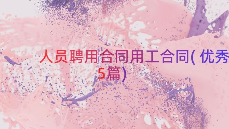 人员聘用合同用工合同(优秀5篇)