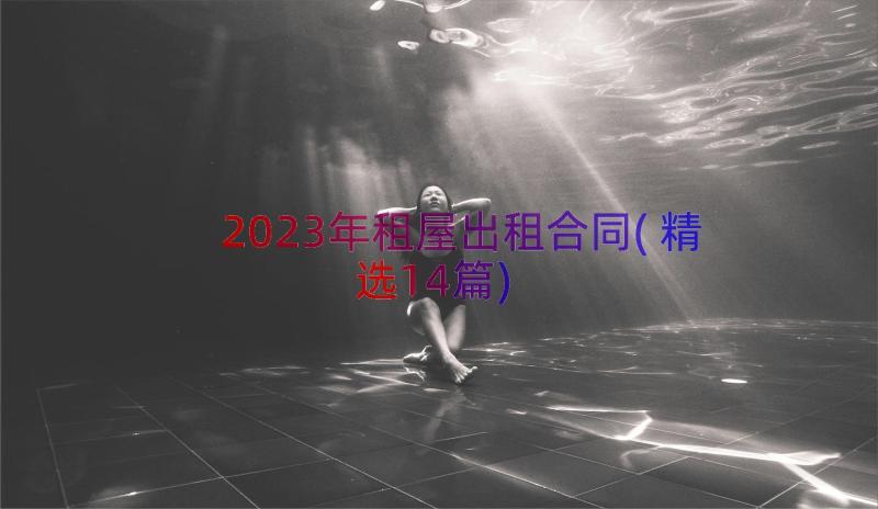 2023年租屋出租合同(精选14篇)