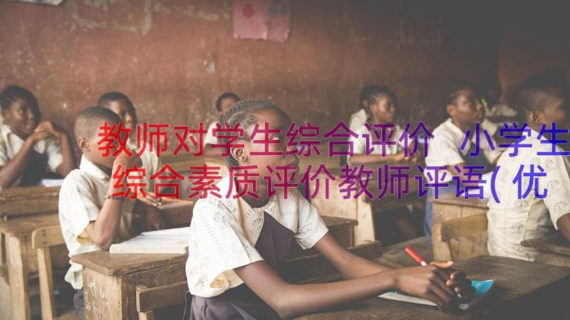 教师对学生综合评价 小学生综合素质评价教师评语(优质8篇)