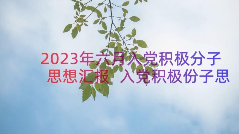 2023年六月入党积极分子思想汇报 入党积极份子思想汇报(实用8篇)