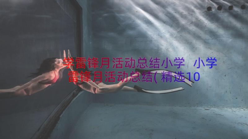 学雷锋月活动总结小学 小学雷锋月活动总结(精选10篇)