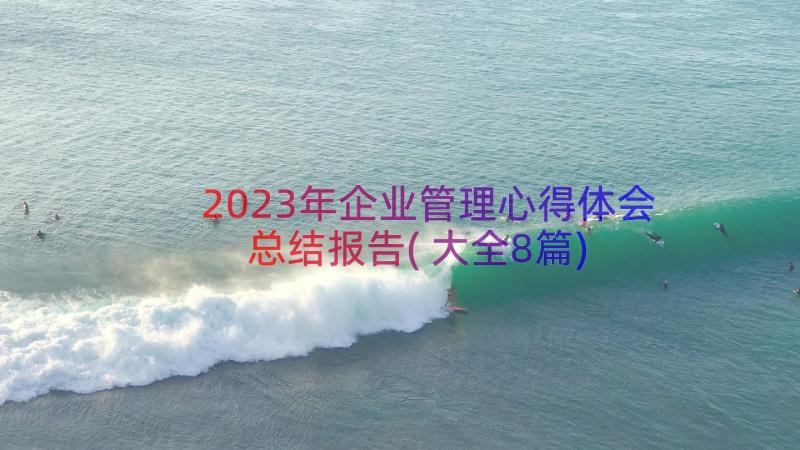 2023年企业管理心得体会总结报告(大全8篇)