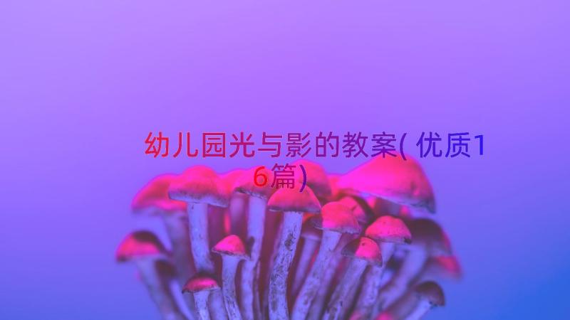 幼儿园光与影的教案(优质16篇)