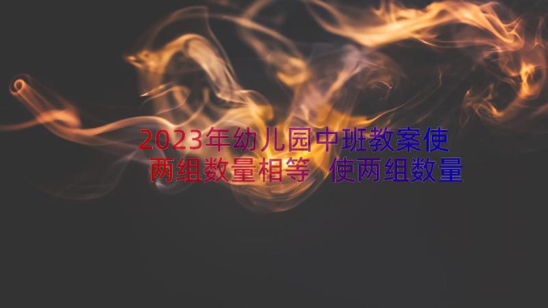 2023年幼儿园中班教案使两组数量相等 使两组数量相等中班数学教案(通用5篇)