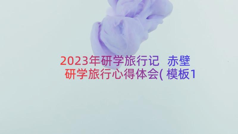 2023年研学旅行记 赤壁研学旅行心得体会(模板14篇)