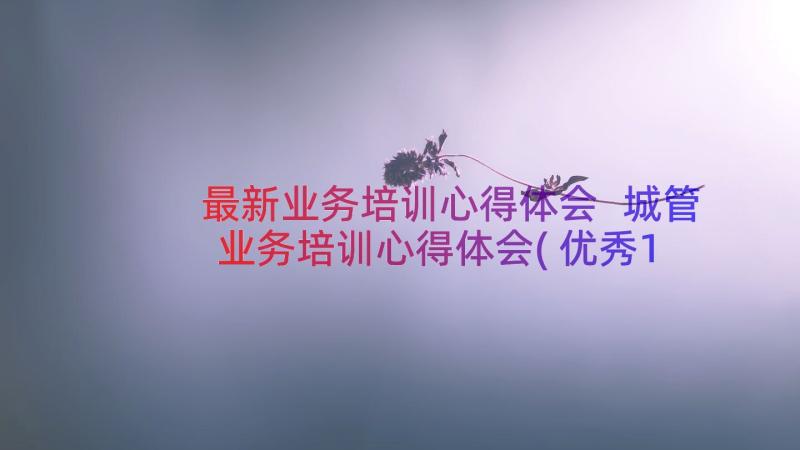 最新业务培训心得体会 城管业务培训心得体会(优秀10篇)