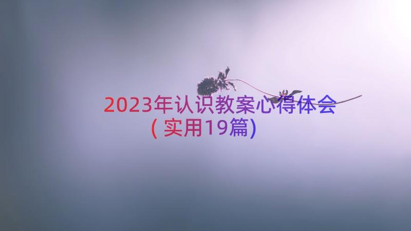 2023年认识教案心得体会(实用19篇)