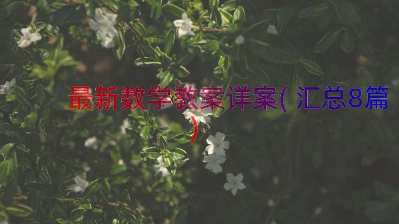 最新数学教案详案(汇总8篇)