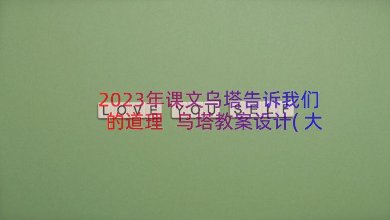 2023年课文乌塔告诉我们的道理 乌塔教案设计(大全8篇)