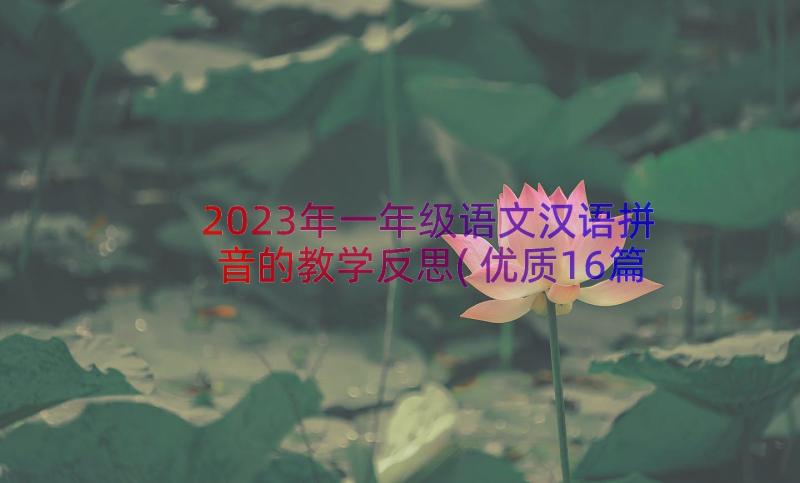 2023年一年级语文汉语拼音的教学反思(优质16篇)