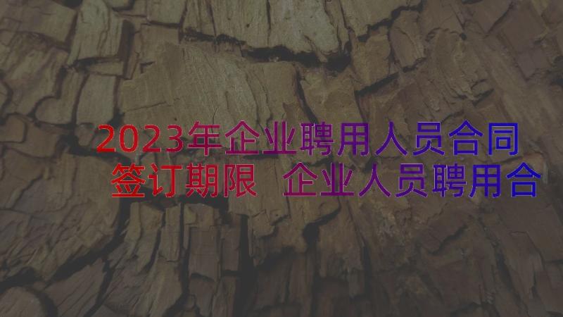 2023年企业聘用人员合同签订期限 企业人员聘用合同(优秀20篇)