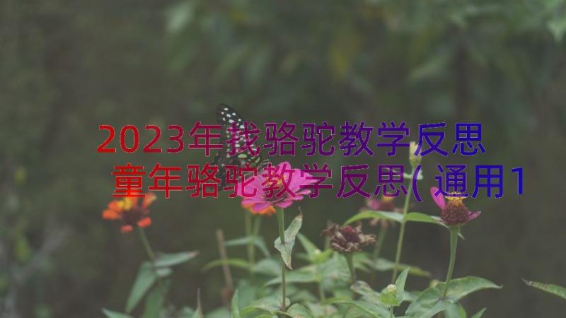 2023年找骆驼教学反思 童年骆驼教学反思(通用16篇)