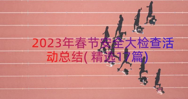 2023年春节安全大检查活动总结(精选17篇)