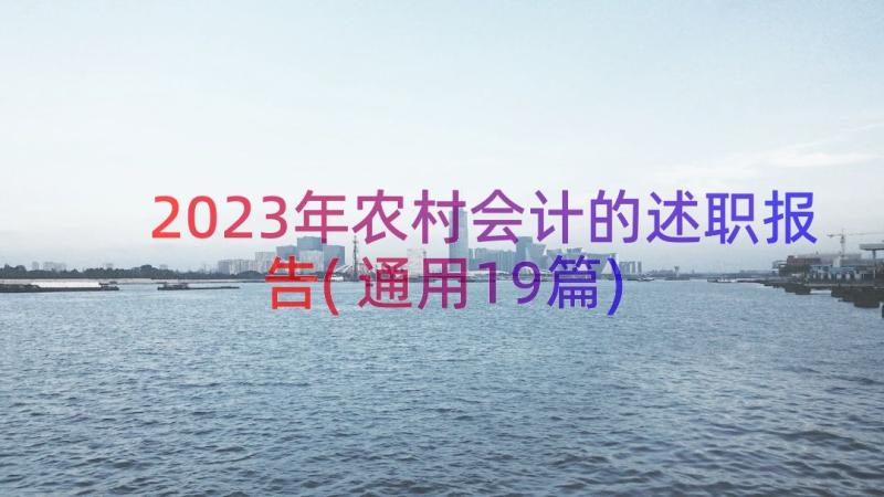 2023年农村会计的述职报告(通用19篇)