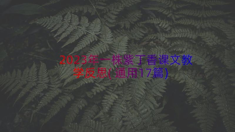 2023年一株紫丁香课文教学反思(通用17篇)