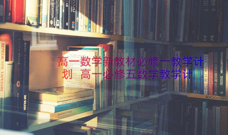 高一数学新教材必修一教学计划 高一必修五数学教学计划(精选8篇)