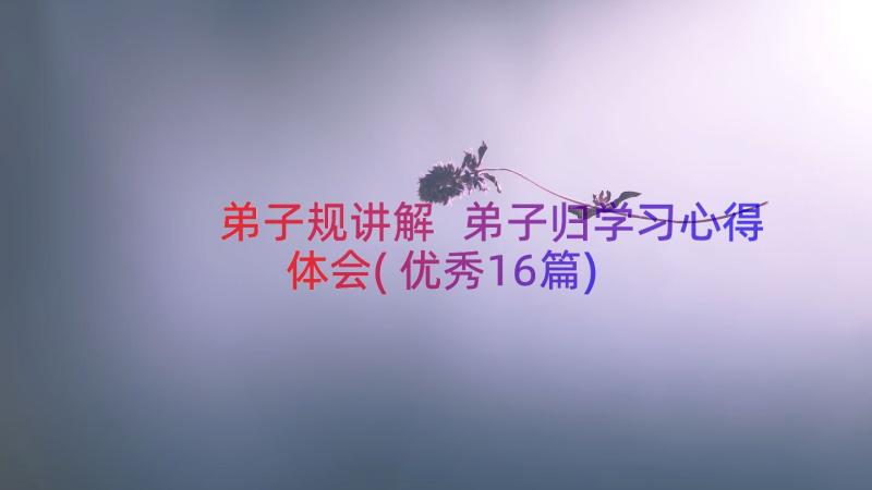 弟子规讲解 弟子归学习心得体会(优秀16篇)