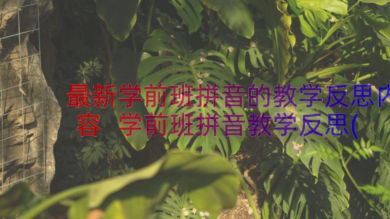 最新学前班拼音的教学反思内容 学前班拼音教学反思(汇总8篇)