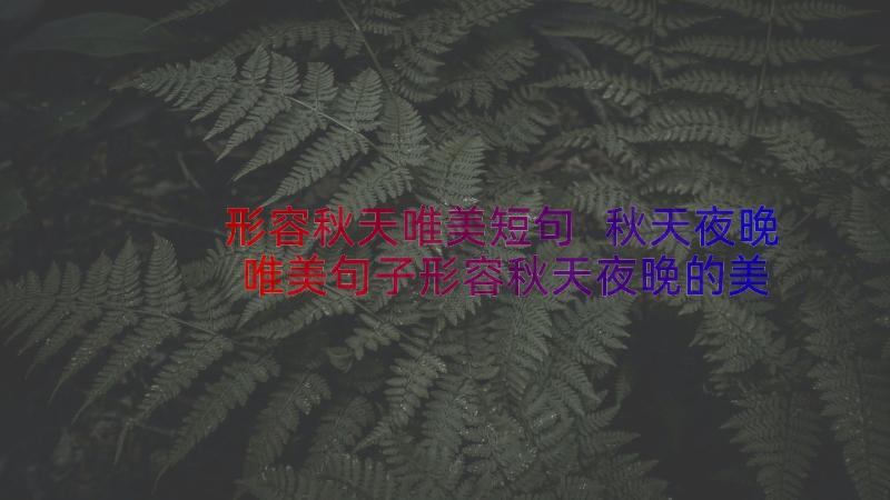 形容秋天唯美短句 秋天夜晚唯美句子形容秋天夜晚的美(模板11篇)