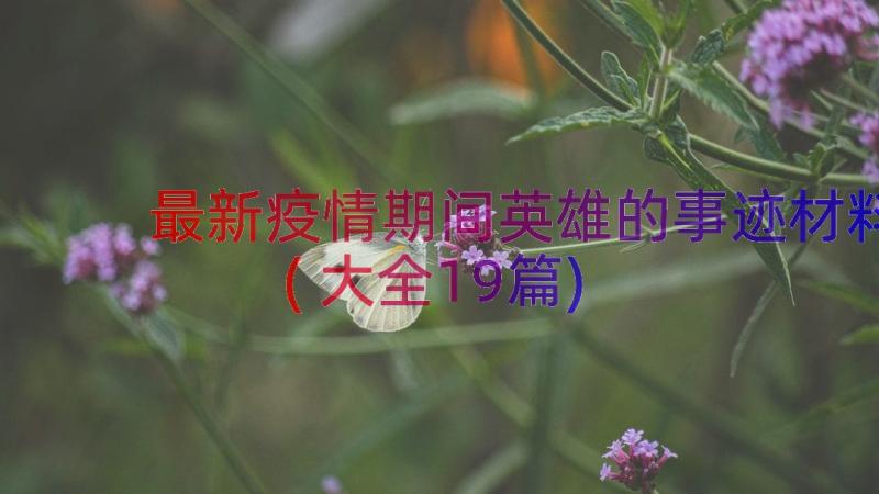 最新疫情期间英雄的事迹材料(大全19篇)