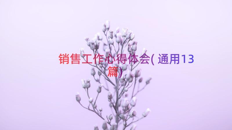 销售工作心得体会(通用13篇)