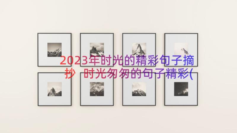 2023年时光的精彩句子摘抄 时光匆匆的句子精彩(精选8篇)