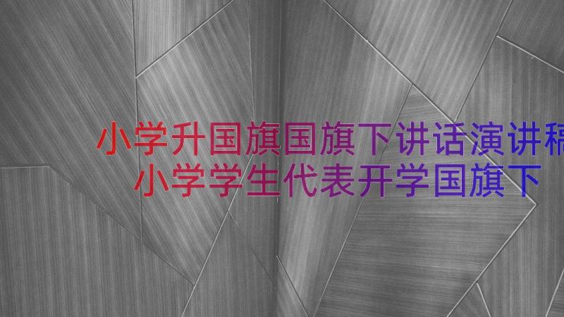 小学升国旗国旗下讲话演讲稿 小学学生代表开学国旗下讲话发言稿(实用8篇)