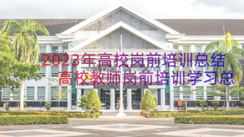 2023年高校岗前培训总结 高校教师岗前培训学习总结(精选8篇)