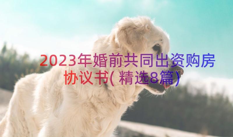 2023年婚前共同出资购房协议书(精选8篇)