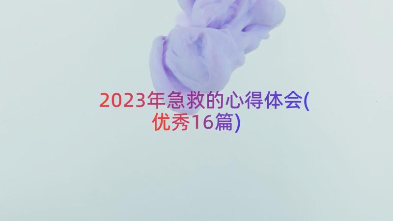 2023年急救的心得体会(优秀16篇)