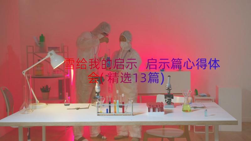 雪给我的启示 启示篇心得体会(精选13篇)