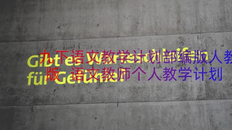 九下语文教学计划部编版人教版 语文教师个人教学计划(实用18篇)