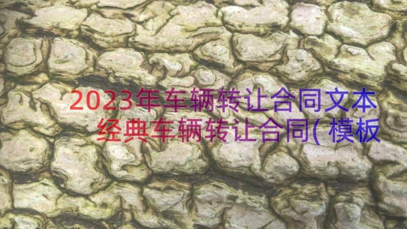 2023年车辆转让合同文本 经典车辆转让合同(模板8篇)