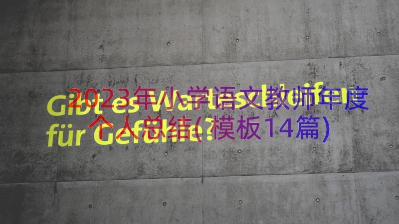 2023年小学语文教师年度个人总结(模板14篇)