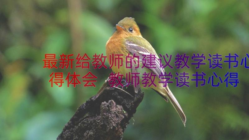 最新给教师的建议教学读书心得体会 教师教学读书心得体会(模板14篇)