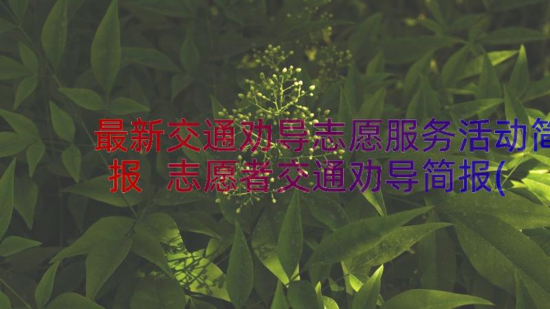 最新交通劝导志愿服务活动简报 志愿者交通劝导简报(实用6篇)