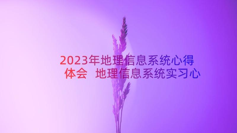 2023年地理信息系统心得体会 地理信息系统实习心得(大全8篇)