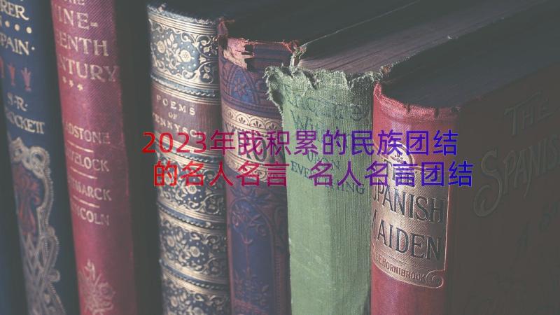 2023年我积累的民族团结的名人名言 名人名言团结就是力量(实用8篇)