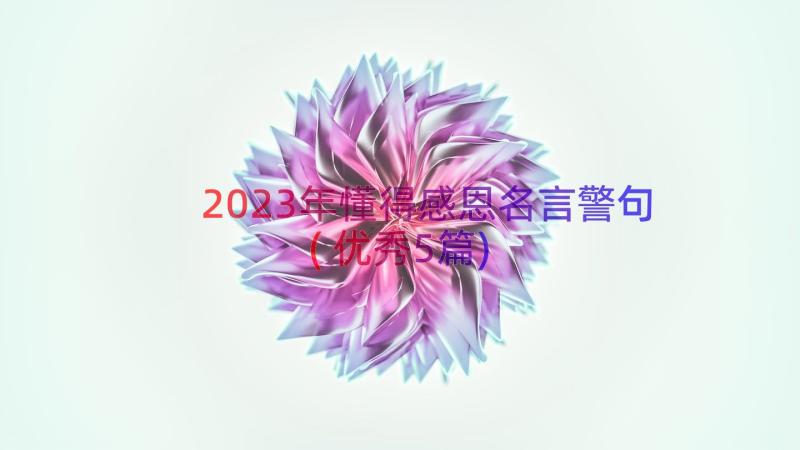 2023年懂得感恩名言警句(优秀5篇)