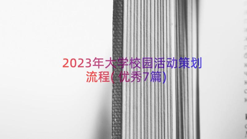 2023年大学校园活动策划流程(优秀7篇)