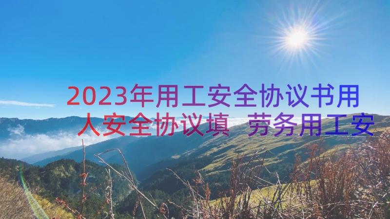 2023年用工安全协议书用人安全协议填 劳务用工安全协议书(实用15篇)