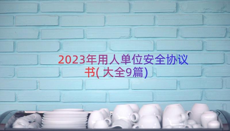 2023年用人单位安全协议书(大全9篇)