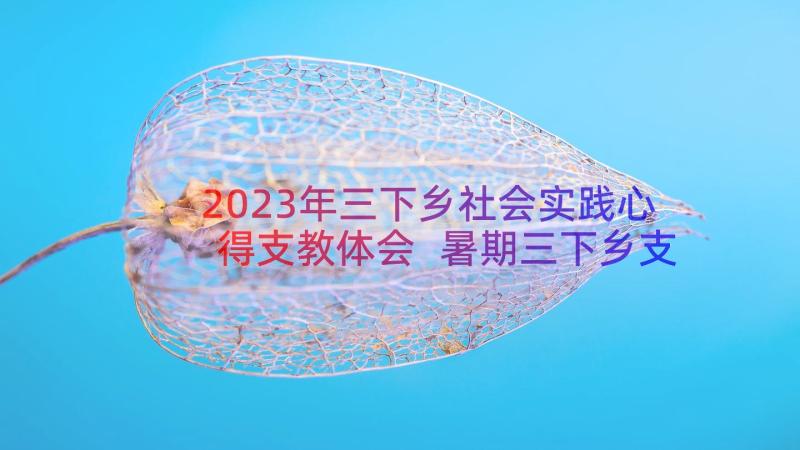 2023年三下乡社会实践心得支教体会 暑期三下乡支教社会实践心得体会(大全8篇)