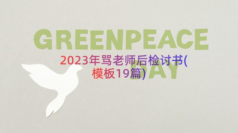 2023年骂老师后检讨书(模板19篇)