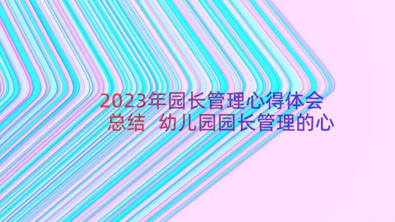 2023年园长管理心得体会总结 幼儿园园长管理的心得体会(模板9篇)