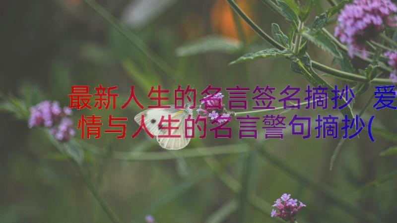 最新人生的名言签名摘抄 爱情与人生的名言警句摘抄(优质8篇)