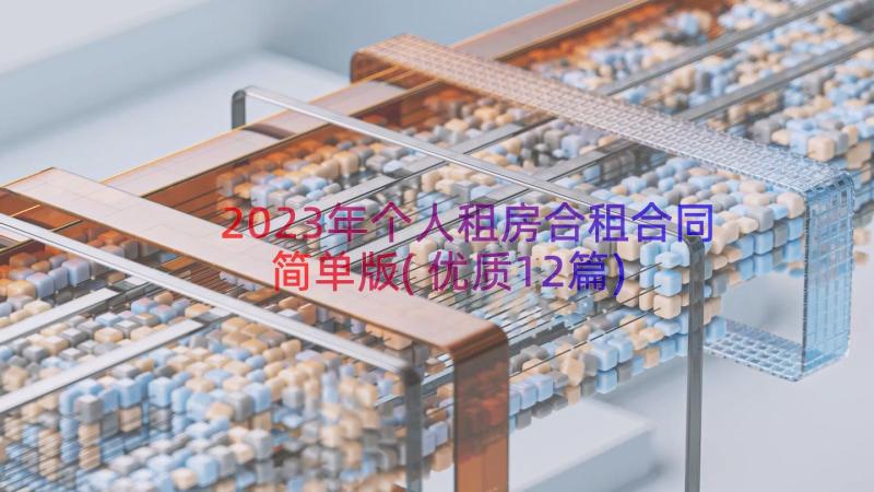 2023年个人租房合租合同简单版(优质12篇)