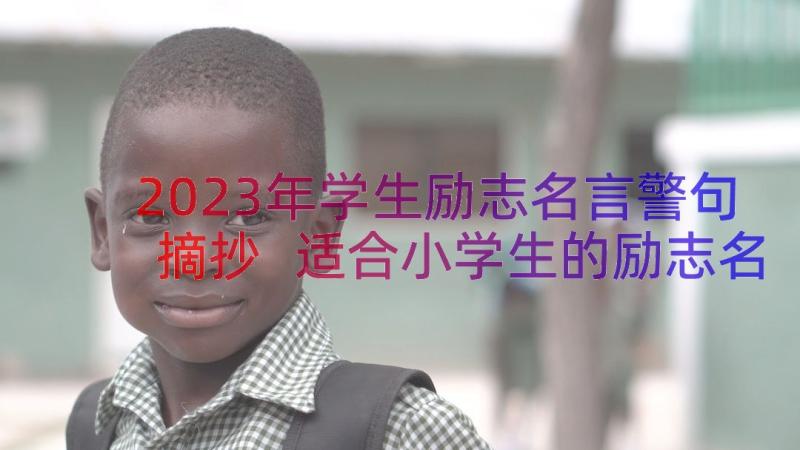 2023年学生励志名言警句摘抄 适合小学生的励志名言摘抄(汇总16篇)