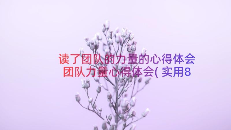 读了团队的力量的心得体会 团队力量心得体会(实用8篇)