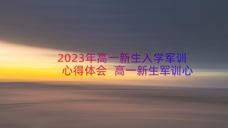 2023年高一新生入学军训心得体会 高一新生军训心得体会(通用15篇)